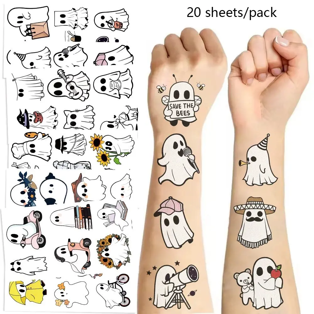 20 sheets/pack Halloween fun ghost sticker set, suitable for Halloween party costume props, selfie decoration stickers