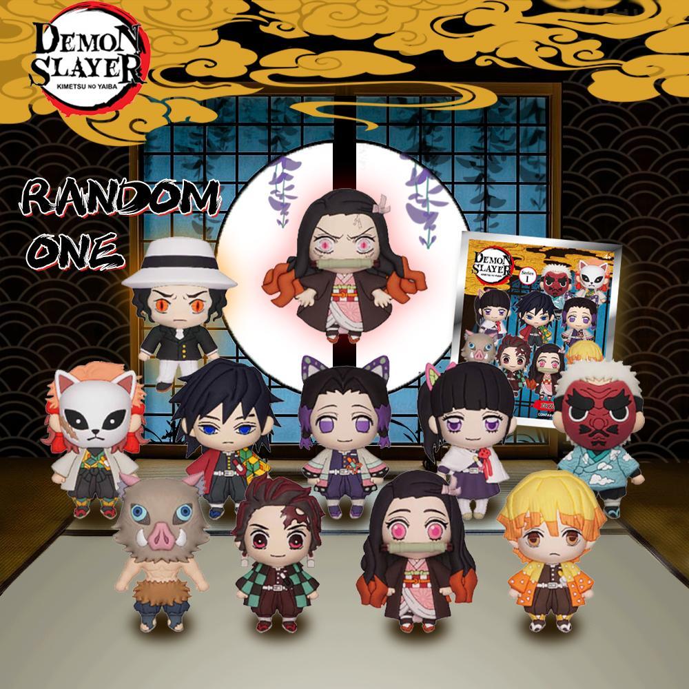 Demon Slayer 1PC Mystery Bulk Bag Clip Cute Mini Nezuko Tanjiro Zenitsu Inosuke Random One 3D Anime Character Blind Box Design Action Figures Collectible Toys Furniture Decoration Keyring Keychain Officially Licensed