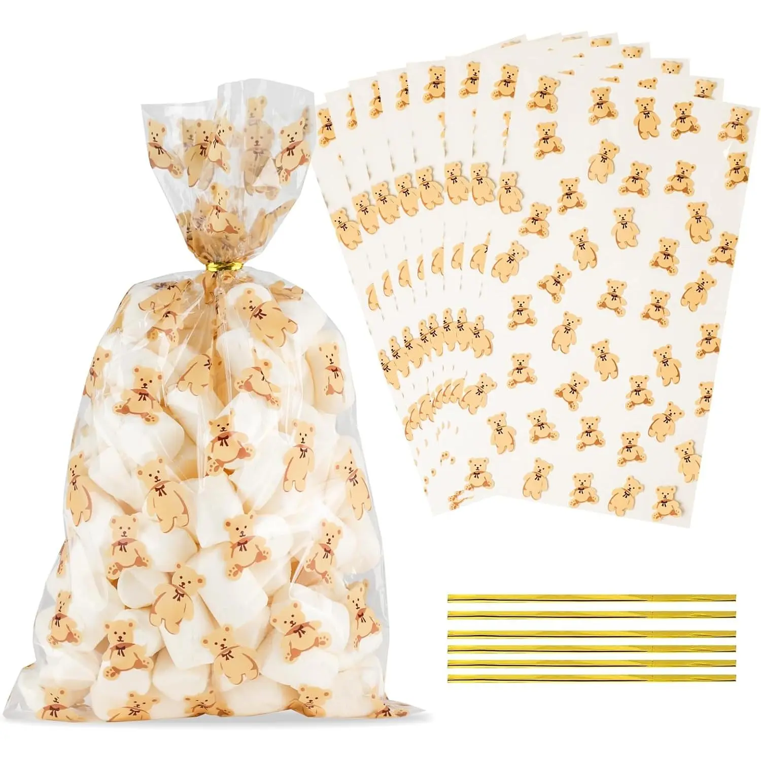Clear  Cellophane  Bags Plastic  Bag 100 count 7 X 12 Clear  Cookie Bags with Ties Goodie Candy Bag Suitable for Birthday,  Shower , Boy Girl Party Favors ,Valentine's Day, and Holiday Parties