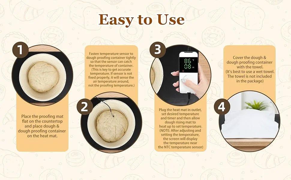 Bread Proofing Mat, Sourdough Warming Mat, Sourdough Starter Warmer with Thermostat Temperature Control, Dough Proofer Heating mats for Home Kitchen Baking Food(10.6" x 21.6")