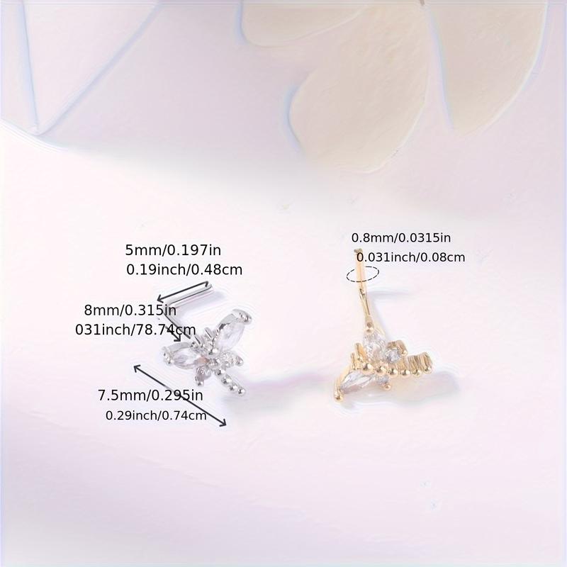 6PCS Nose Stud L Shaped Nose Rings Stud For Women Nose Screw Nose Piercing Stud Flower Heart Nostril Jewelry