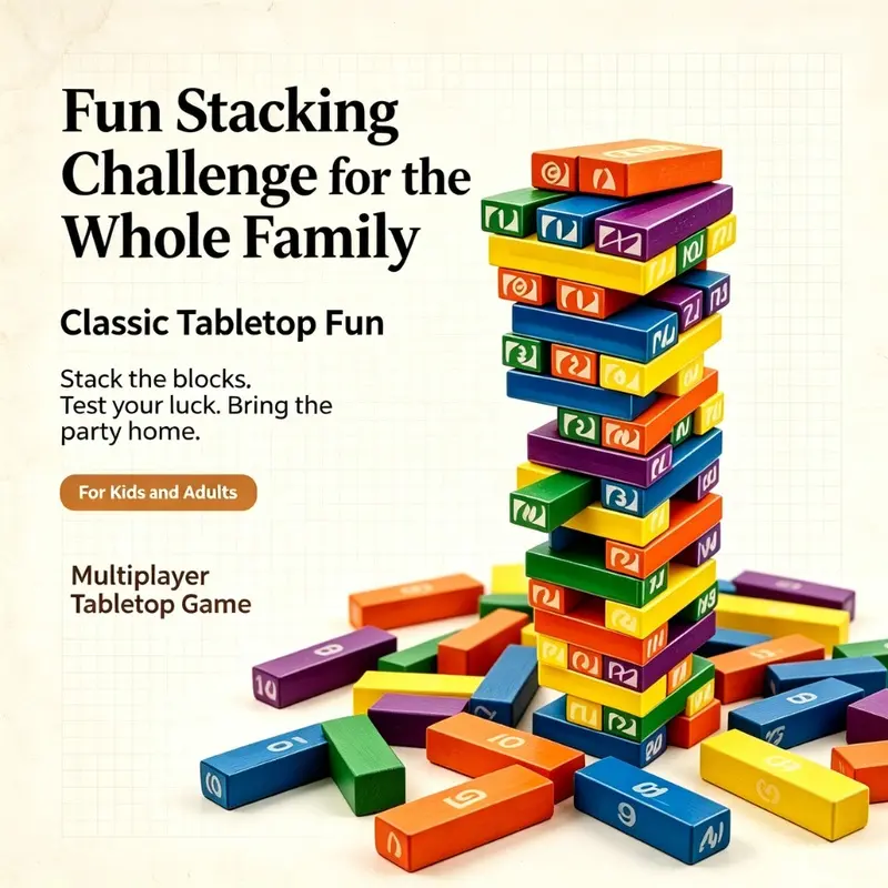 UNO Stacko Color Number Stacking Balance Tower Game Multiplayer Family Party Tabletop Toy for Kids Adults Game Night
