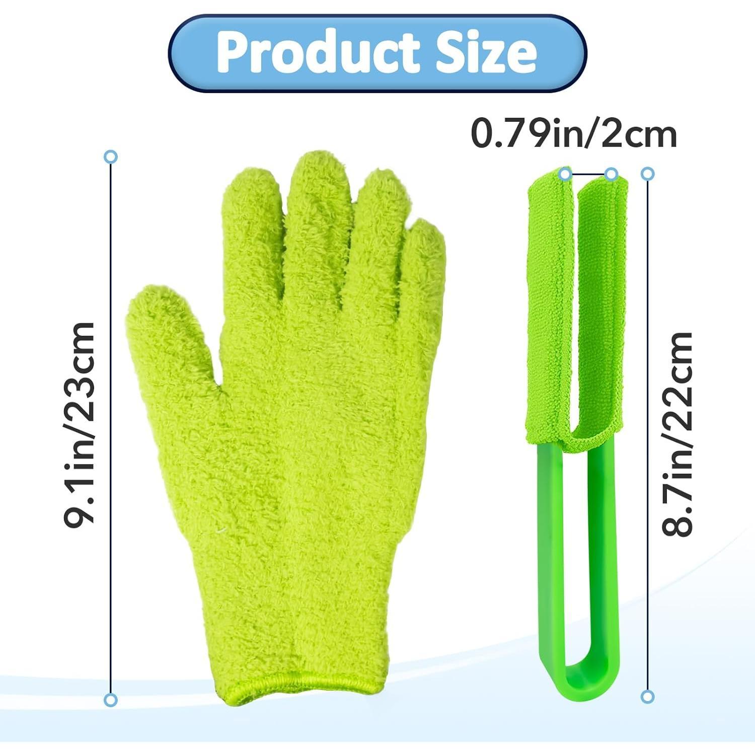 4 count  Cleaning Set, Include 2 count Microfiber Gloves for  Dusting, 1 count Leaf Cleaner Tong with 2 count Separate Cloth Covers  Microfiber Sleeves and Gloves  Cleaning Set