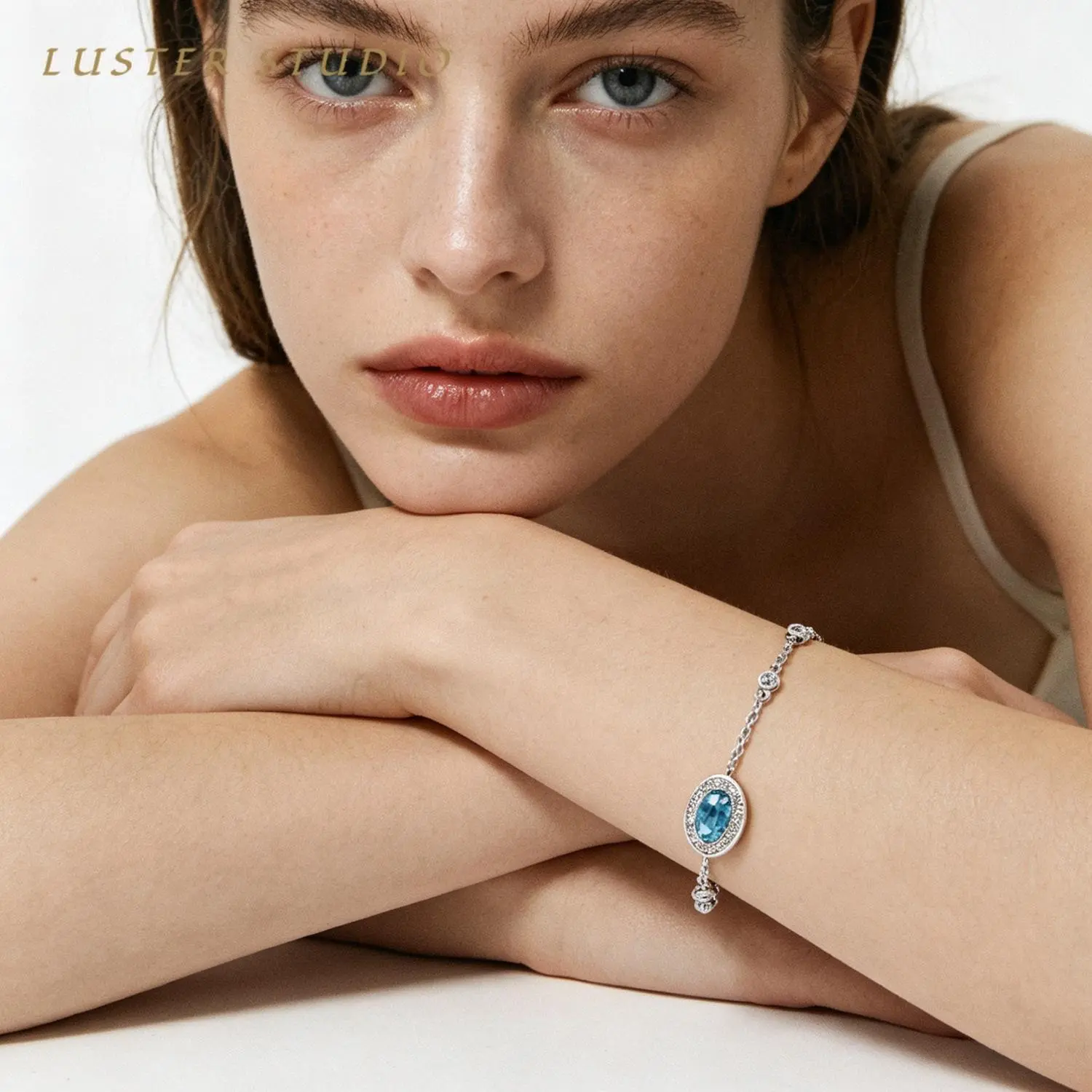 Luster Studio Aura S925 Sterling Silver Birthstone Bangle - Exquisite Created Gemstone, Luxury Birthday Gift for Her, Happy Birthday, Bracelet, Female, Metal