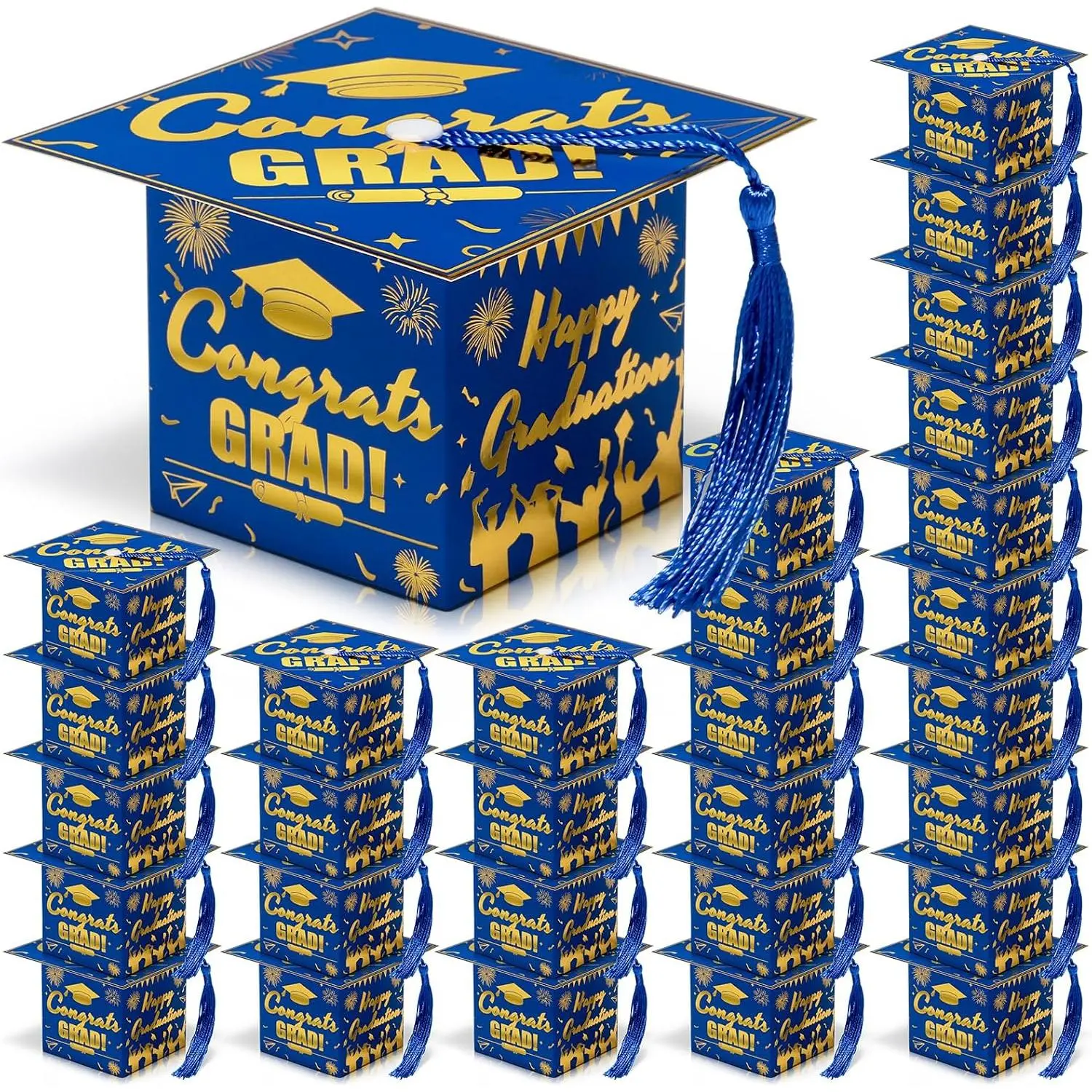 36 Pack Mini Graduation Cap  Boxes, Class of 2026 Graduation Candy Boxes with Tassel, Small   Box Centerpieces for Tables Party Decorations Graduate Favors Supplies