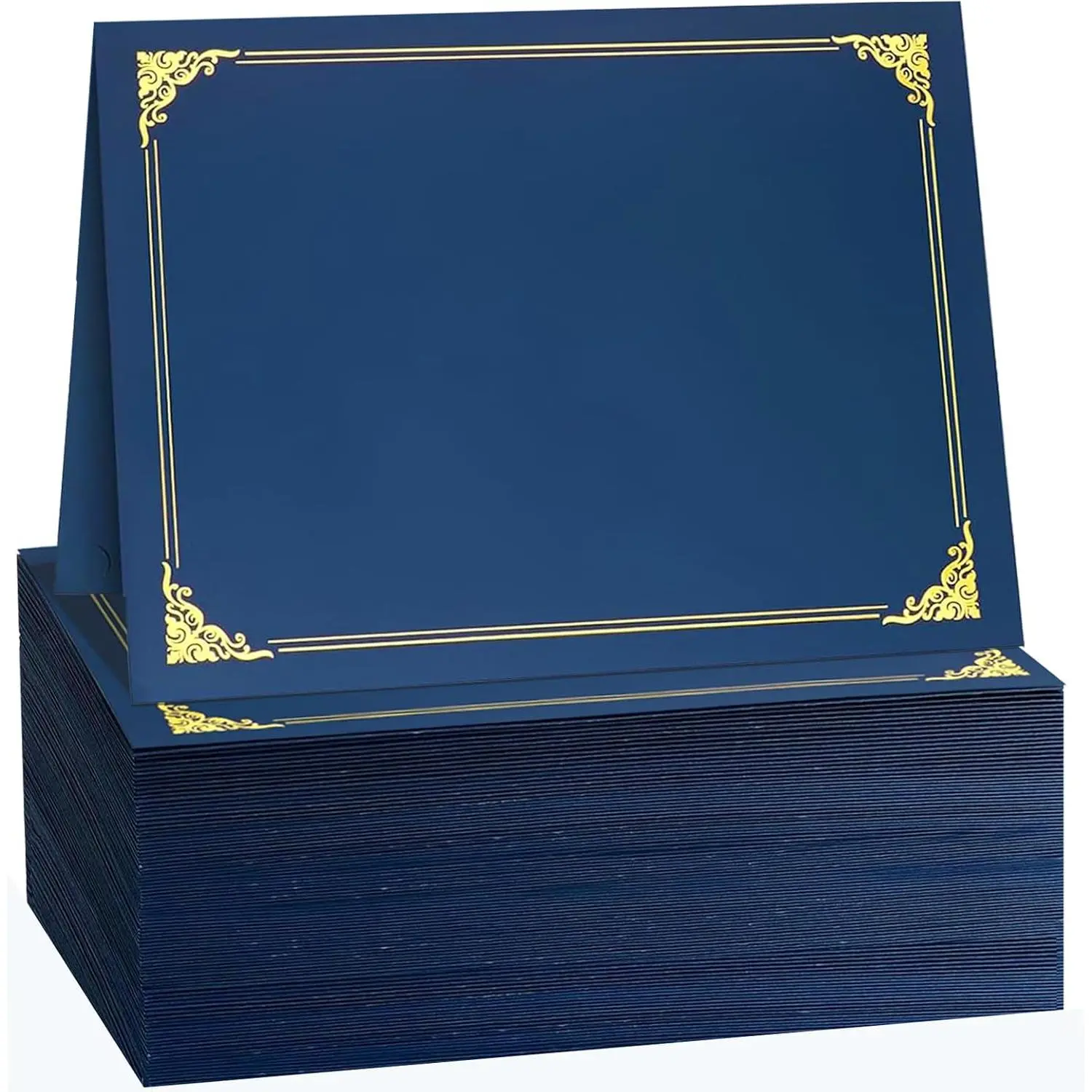36 Pack Certificate Holders with  Foil Border Diploma Covers for Letter Size 8.5x11 , Awards, Graduation, and Document Papers,Cardstock (Navy Blue)