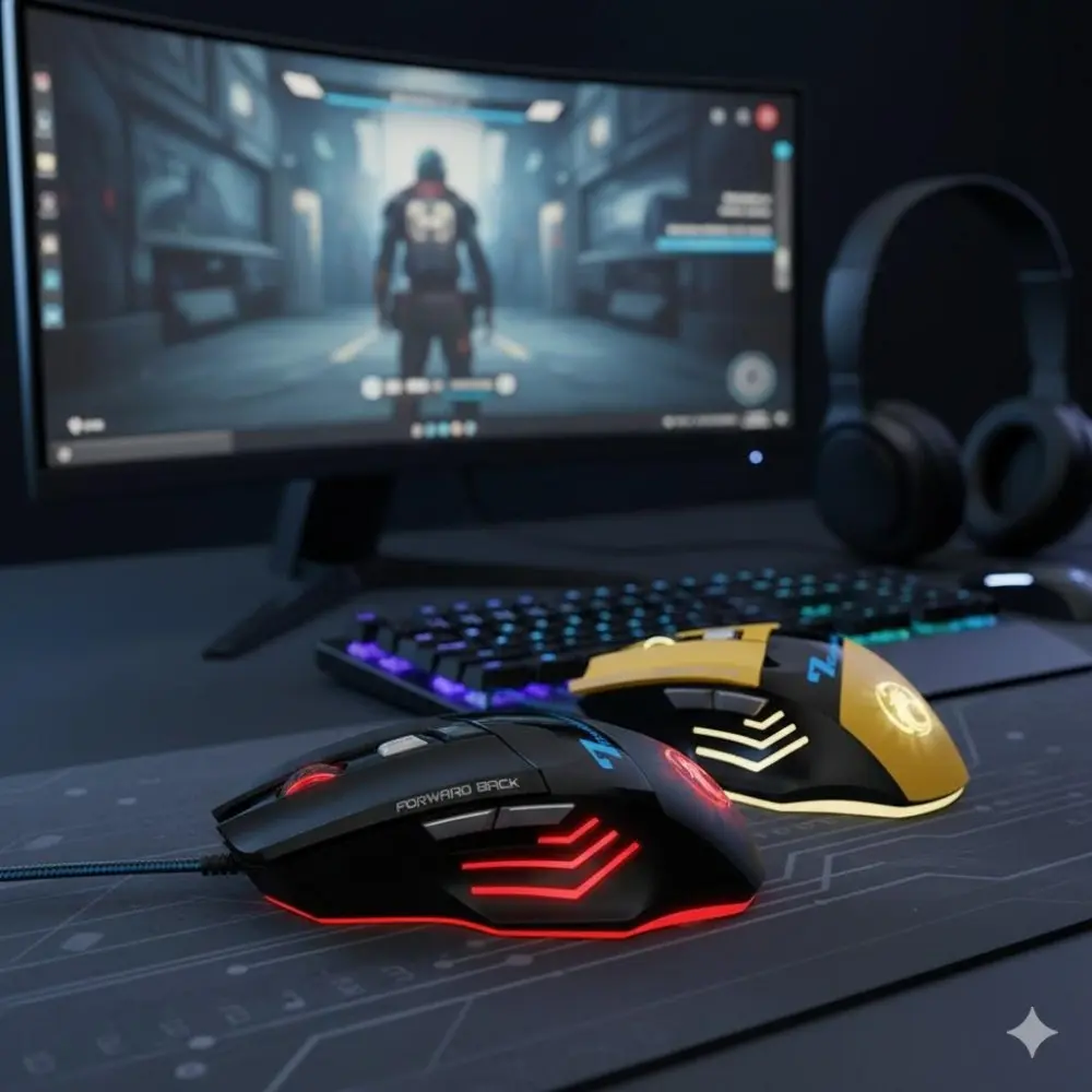 High-Precision Wired Gaming Mouse for PC/Laptop: 7 Programmable Buttons, 5500 DPI, Ergonomic RGB Design, Sweatproof Grip, Adjustable Wrist Rest, Durable Portable Esports USB Mouse, Gaming Accessories