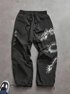 Men's Fashion Printed Casual Comfy Sporty Sports Pants, Adjustable Elastic Waistband, Lightweight Nylon Fabric, Perfect Gift for Husband Son Boyfriend, Loose Sports Pants
