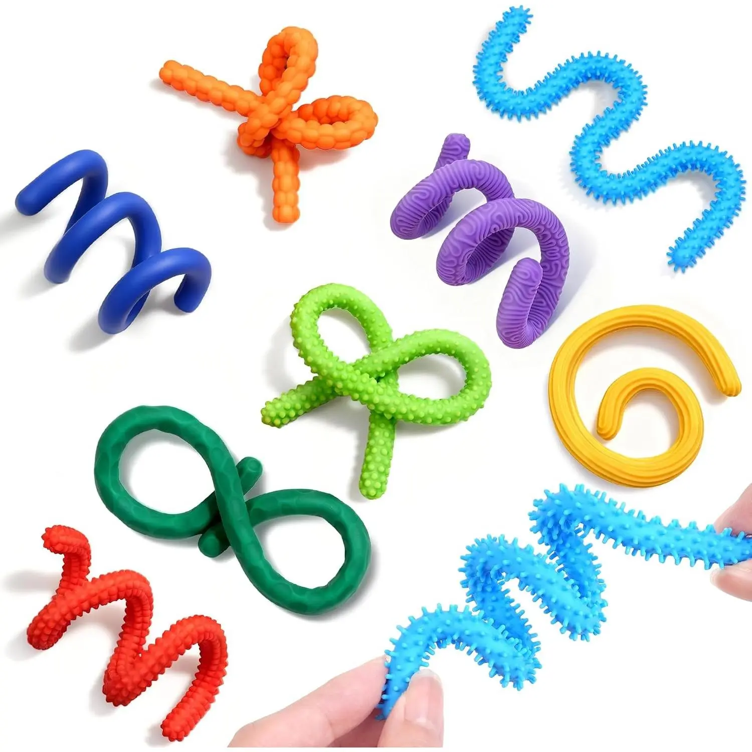 Silicone Sensory Sticks for Kids, Girls, Boys - Fidget Toys for Adults Silent Fidget Classroom Prize Treasure Box Calming Corner ADHD Autism Autistic Airplane Travel Dementia Activities for Seniors