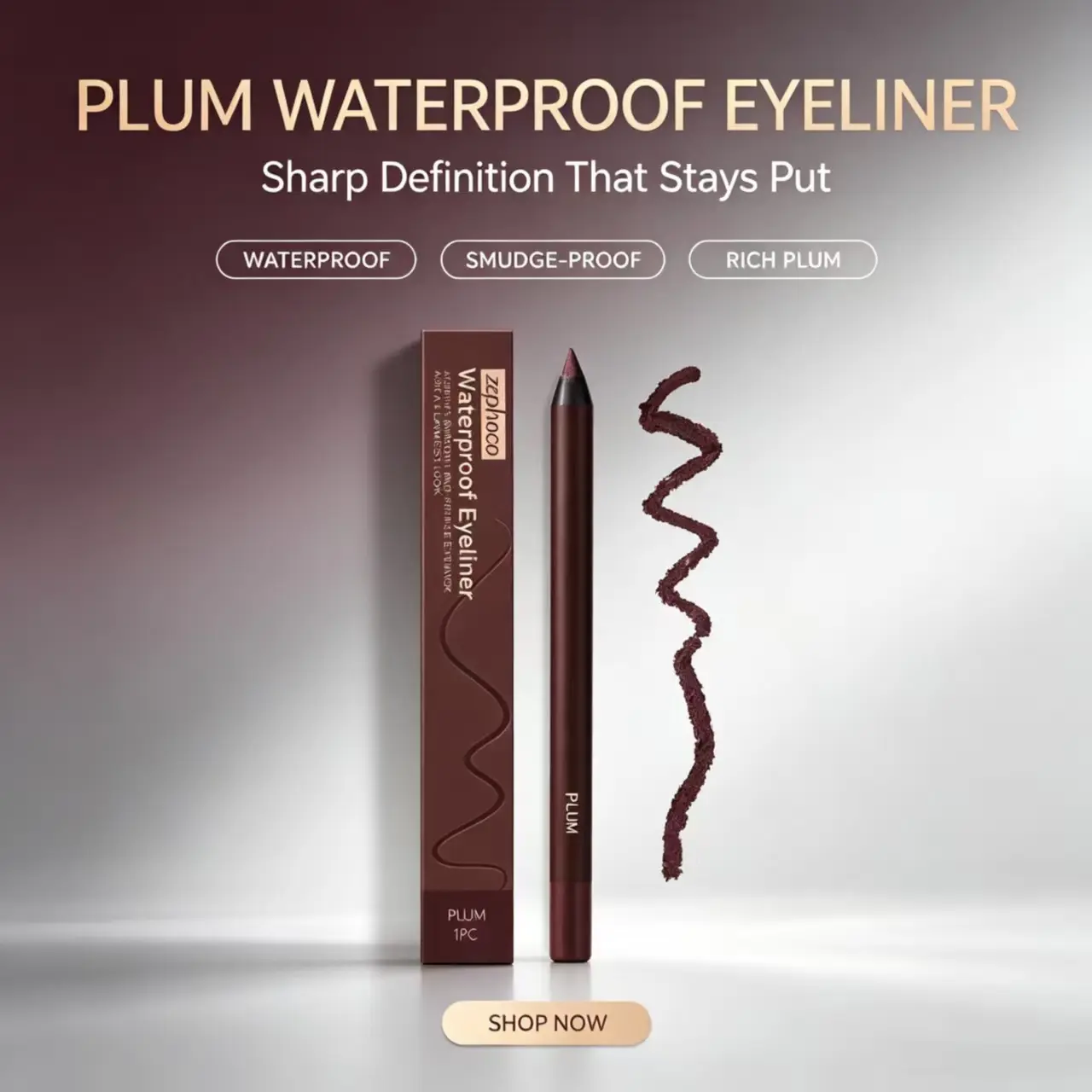 Zephoco Plum Color Gel Eyeliner, Creamy Smooth Texture, Waterproof Smudge Resistant Non-Fade Daily Eye Liner,tattoo,lipliner,multi-color,selection,,cool,brown,lash,stamp,,colored,pencil, Contour, Makeup, Anti-Smudged gloss lip