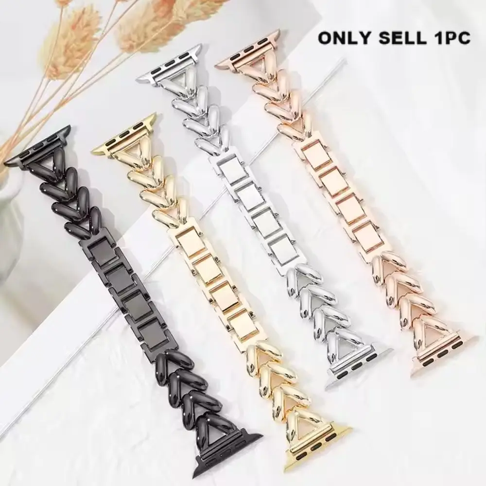 Metal Chain Band for Apple Watch Series 11 10 9 8 7 6 5 4 3 2 1 SE  41mm 40mm 44mm 45mm 46mm 42mm 38mm 49mm Stainless Steel Bracelet Strap for Men Women Smartwatch Accessories