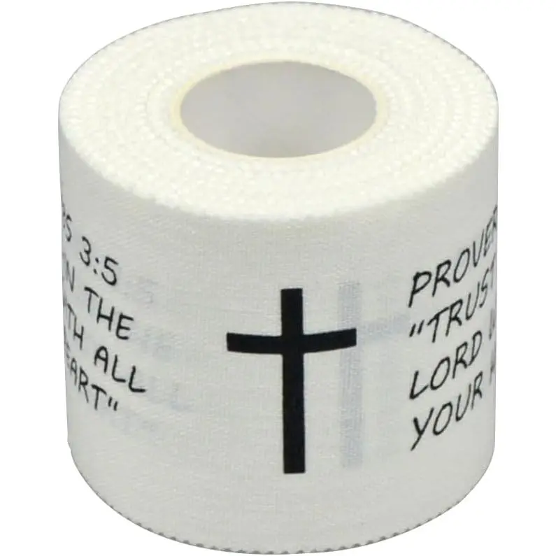 1 Pcs Christian Athletic Sports Tape 2in x 23ft Cotton Zinc Oxide White Bible Verse Wrist & Ankle Tape for Tennis, Baseball, Football, Boxing—Jesus Gift for Men & Women (1Pcs-White)