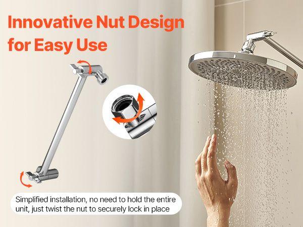 VEVOR Shower Head Extension Arm Extender 11 in Adjustable Angle Height G1/2 Universal VEVOR Shower Head Extension Arm Extender 11 in Adjustable Angle Height G1/2 Universal
