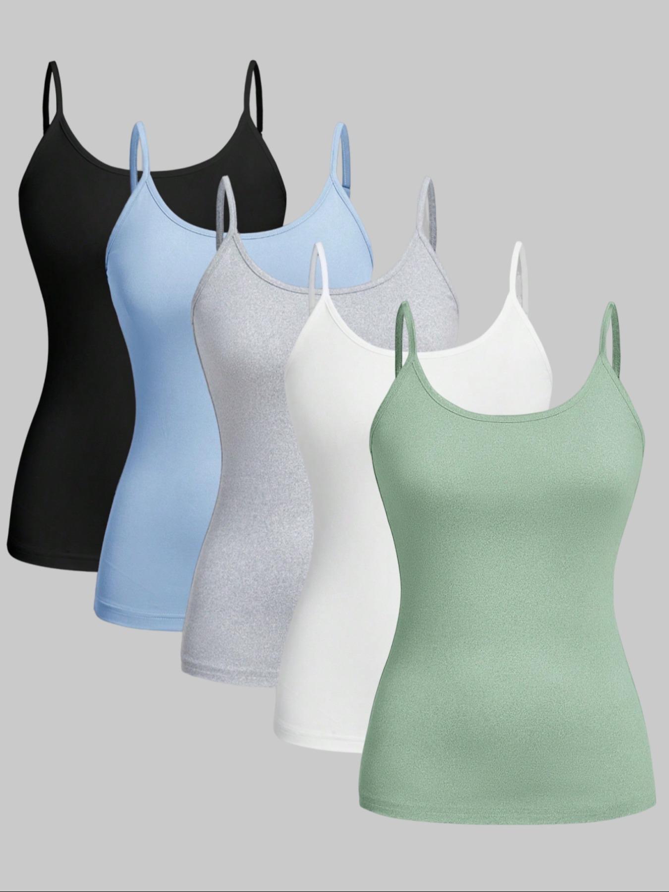 Women's Solid Color Adjustable Spaghetti Strap Cami Top, Casual Sleeveless Top for Daily Wear, Ladies Clothes for All Seasons, Womenswear