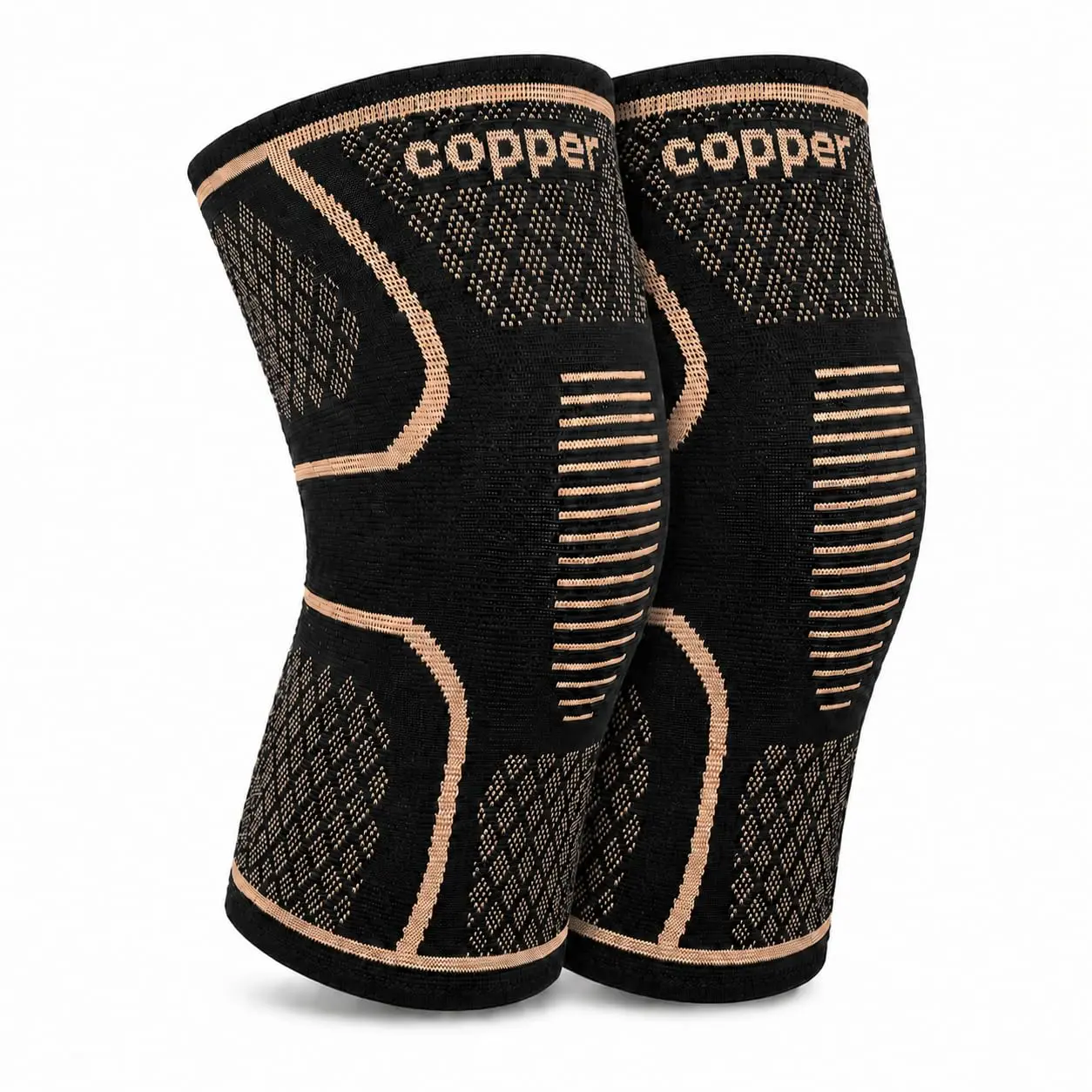 Copper Knee Brace for Men and Women, Knee Compression Sleeve for Knee Pain Relief for Arthritis, Breathable Copper Infused Knee Support for Running Workout Gym Sports, Anti Slip Adjustable, 2 PacK