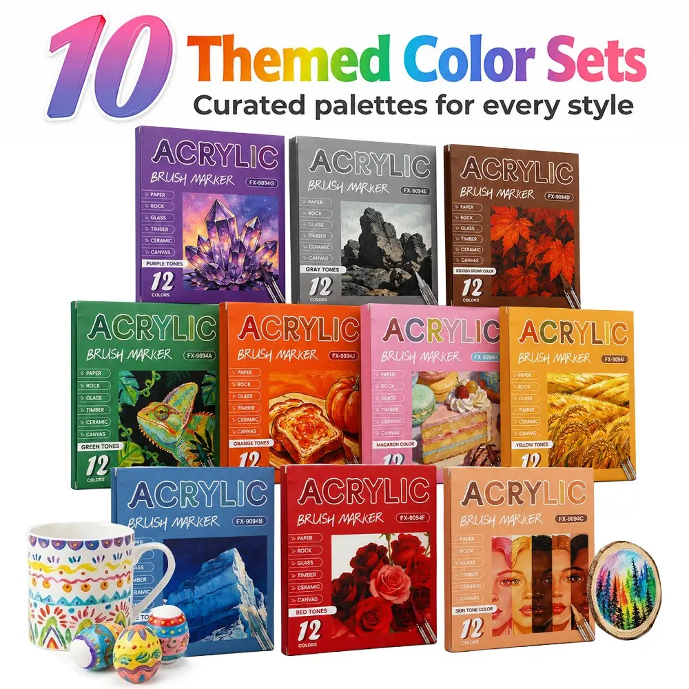 12-Color Soft Tip Graffiti Pens Set, Wide and Narrow Lines, Ideal for Canvas, Stone Painting, Wood Decor, Glass Art, Professional Art Tools