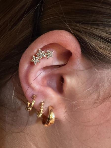 Women's 16 Gauge Cartilage Earrings Stud 3 Flower Cubic Zirconia Design, Hypoallergenic Stainless Steel Dainty Sparkly Daith Conch Tragus Helix Piercing Jewelry for Daily Wear & Party Ear Studs