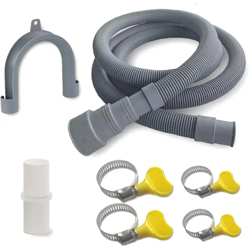 Flexible Washing Machine Drain Hose Kit, Includes Adapter & Clip, Multifunctional for Washing Machine & Dishwasher, Easy Installation