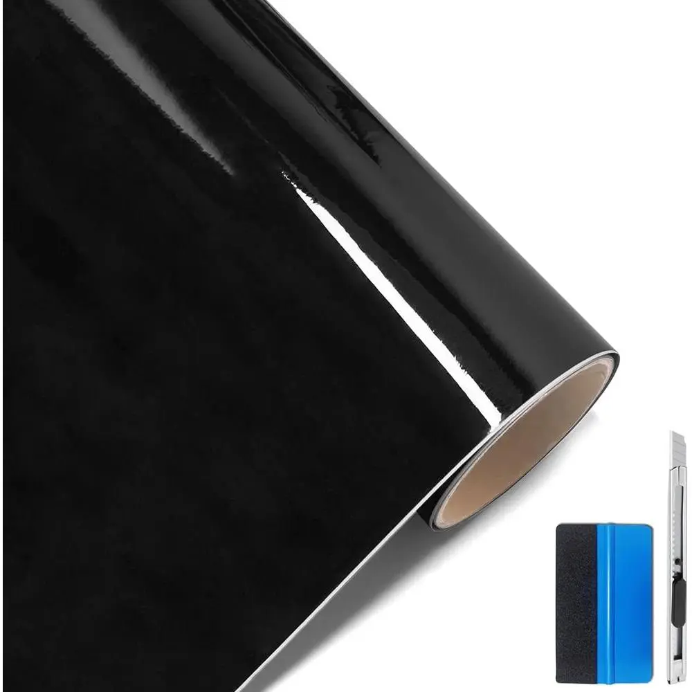 High Gloss Black  Vinyl Wrap Film Air Release Bubble 1ft x 5ft
