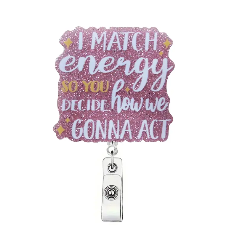 Stretchable Badge Clip Holder, Medical Badge Holder, Cute Roll-Up Badge Clips, ID Card Case, ID Holders for Badges, Badge Accessories, Suitable for Students Office Staff Doctors Nurses Teachers, Nursing Badge Reel, Nurse Badge Reel ( Lettering)