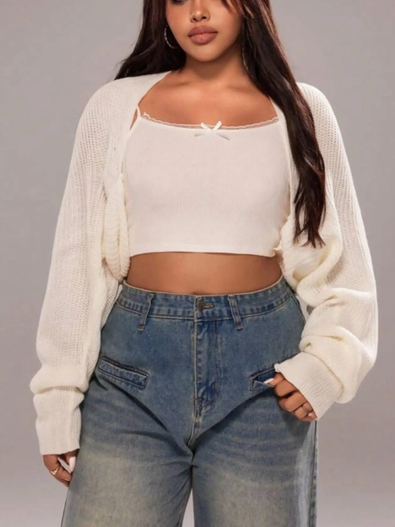 Plus Size New Batwing Sleeve Long Sleeve Women's Cardigan Sweater, Perfect for Winter and Fall, Casual and Comfortable Style
