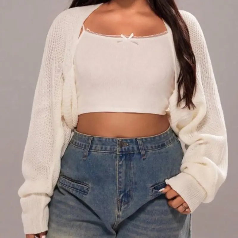 Plus Size New Batwing Sleeve Long Sleeve Women's Knitted Cardigan Sweater, Perfect for Winter and Fall, Casual and Comfortable Style