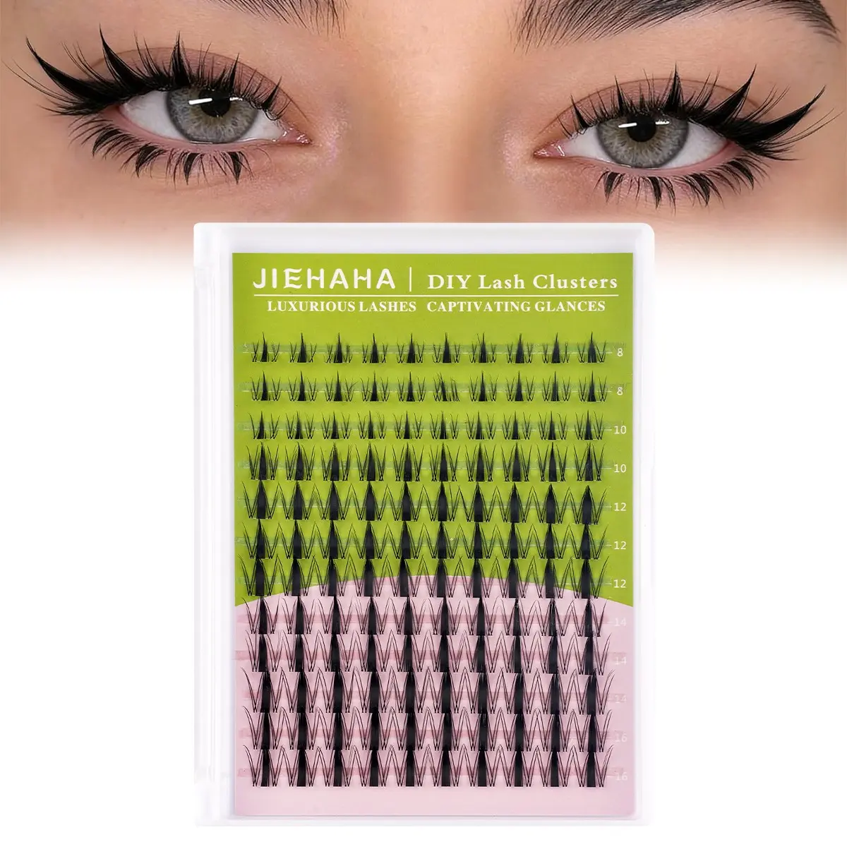 120PCS, Autumn Maple DIY spiky fairy lashes, natural, cute, fluffy, invisible thin band, 8-16mm mixed length, lightweight & comfy, long-lasting curl. For daily, outings, festivals, parties, dates. For refined or simple makeup. DIY Spiky Lash Clusters
