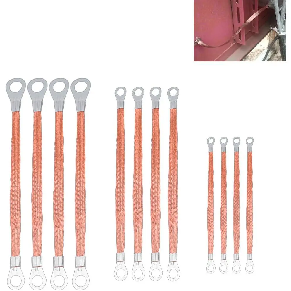 12 Pcs 3 Sizes Universal Automotive Engine Braided Ground Strap Professional Car Grounding Kit for Most Cars