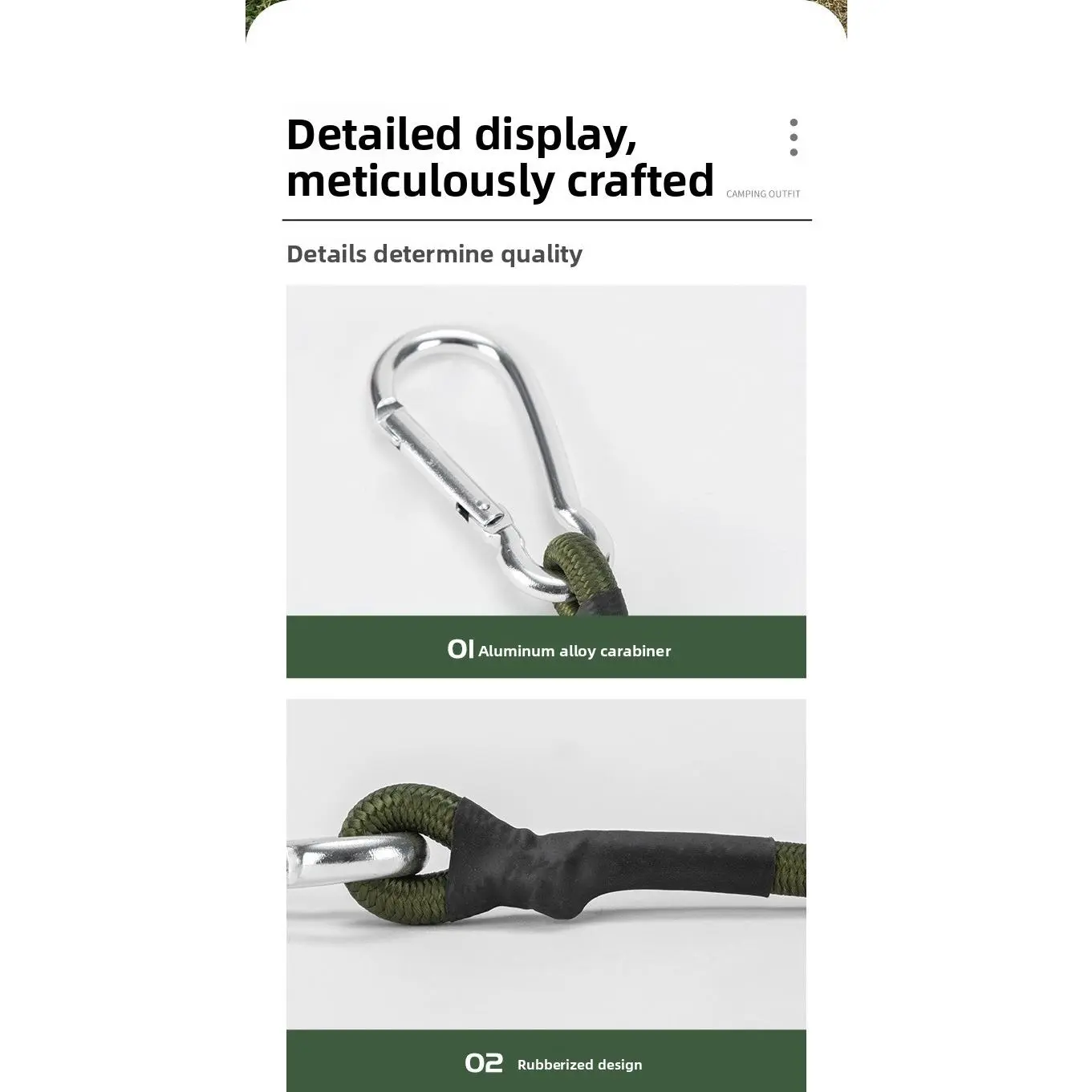 Outdoor climbing buckle elastic rope 8mm thick elastic rope luggage strapping with tent rope hook camping clothesline