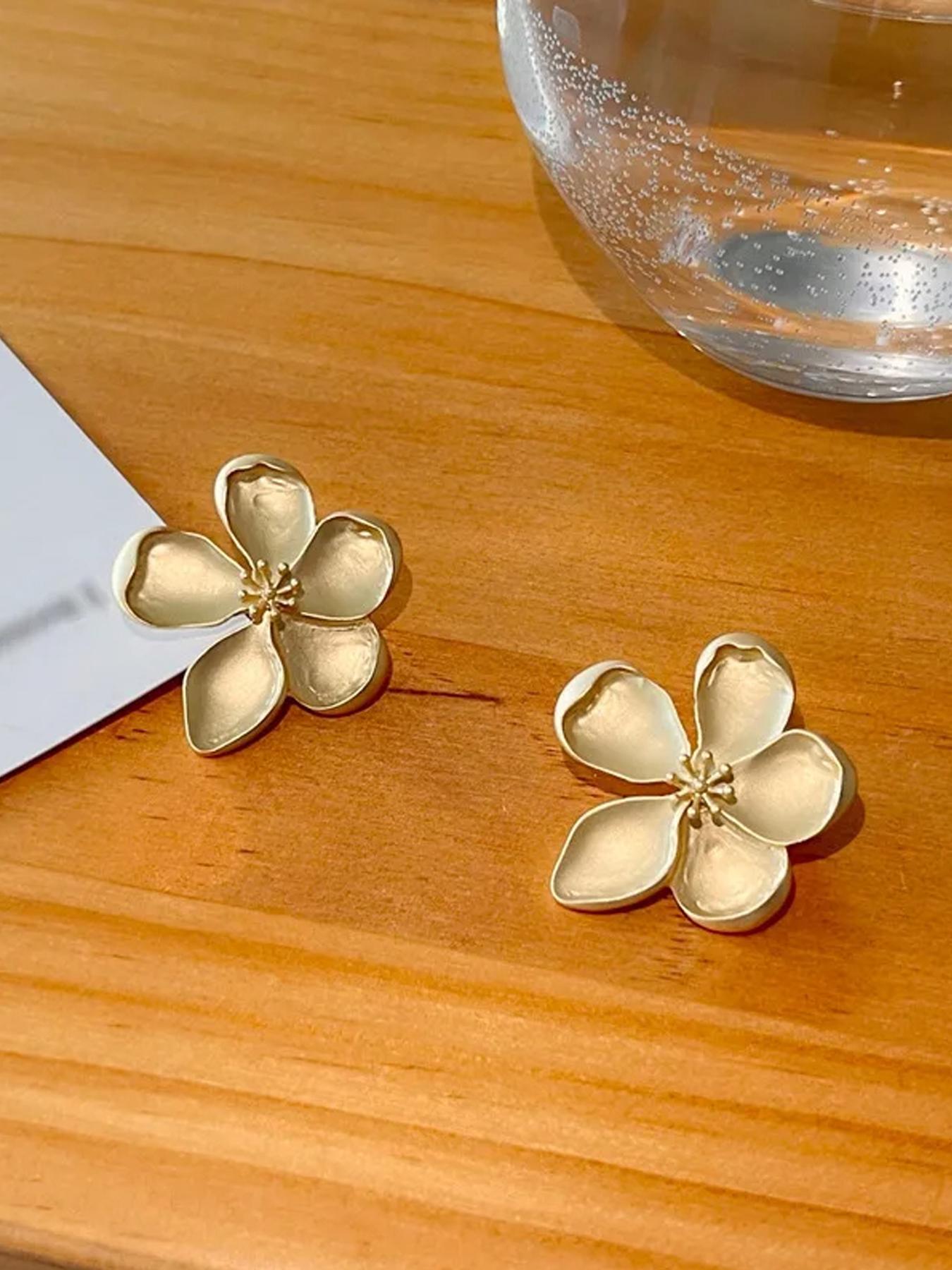 Vintage Flower Design Stud Earrings, High Quality Earrings, Fashionable Jewelry for Women, Daily Clothing Decor, Trendy All-match & Exquisite Jewelry for Birthday Gift