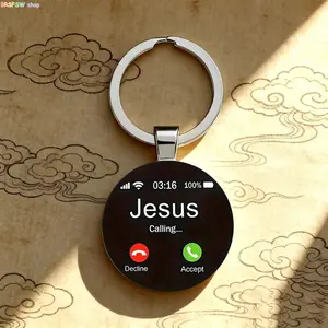2026 hot sale, mobile phone call interface pattern alloy glass keychain accessories