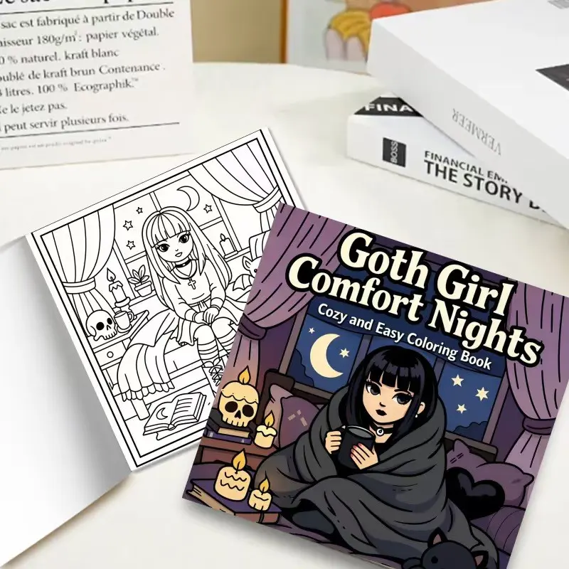 Gothic Girl Comfort Night Coloring Book, Easy-To-Use Dark Gothic Girl Illustrations, Relaxing Stress Relief Pages for Adults and Teens