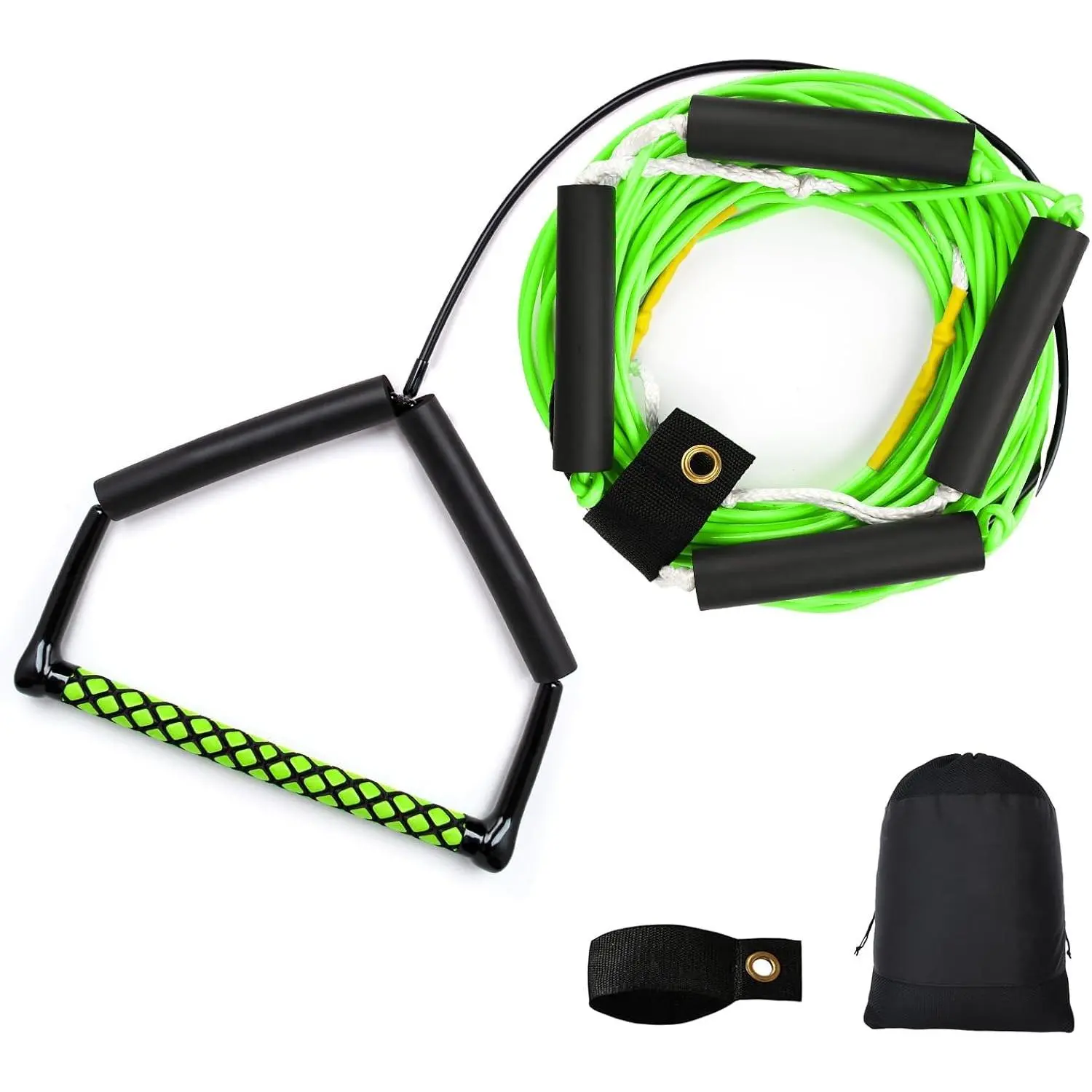 75FT 4 Sections Floating Wakeboard Tow Rope with Handle, No Stretch Water Ski Rope for Wakeboarding, Waterskiing, Kneeboarding and Wakesurfing