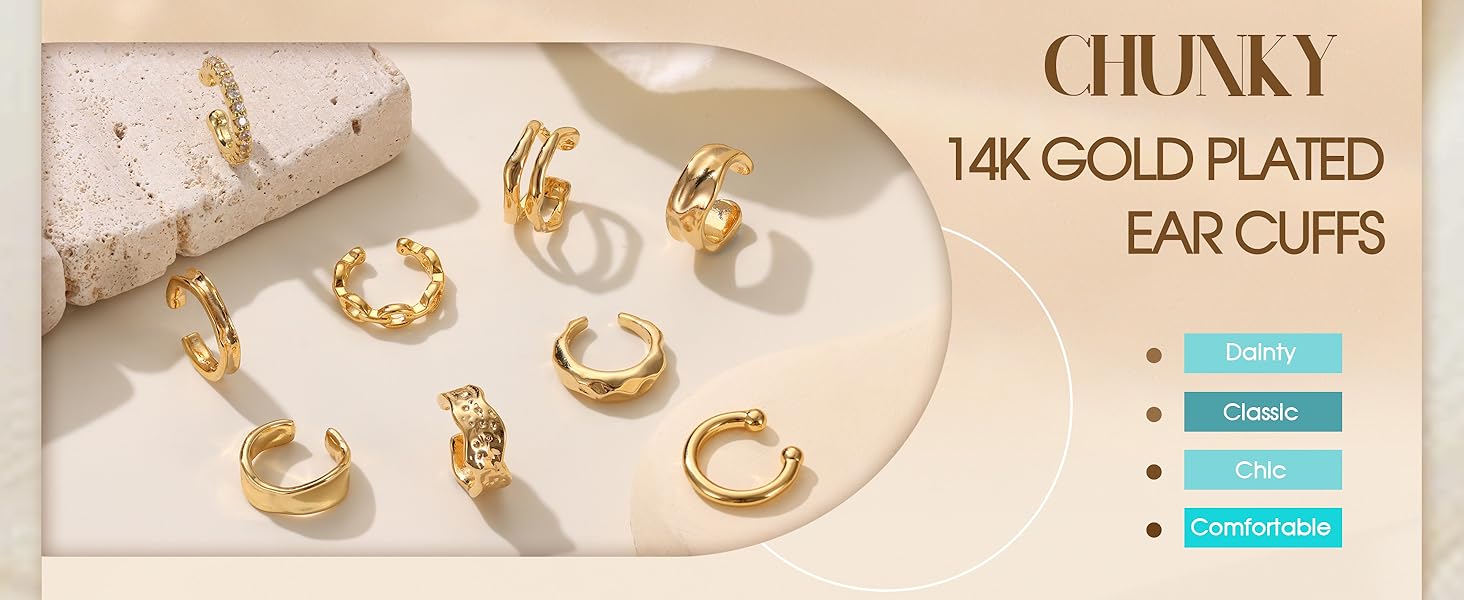 CASSIECA 9Pcs Ear Cuff Non Piercing Earrings for Women Me 14K Gold Plated Ear Cuffs Earring Non Pierced Ears Adjustable Clip On Trendy Fake Cartilage Conch Helix Jewelry with 5A CZ CASSIECA 9Pcs Ear Cuff Non Piercing Earrings for Women Me 14K Gold Plated Ear Cuffs Earring Non Pierced Ears Adjustable Clip On Trendy Fake Cartilage Conch Helix Jewelry with 5A CZ