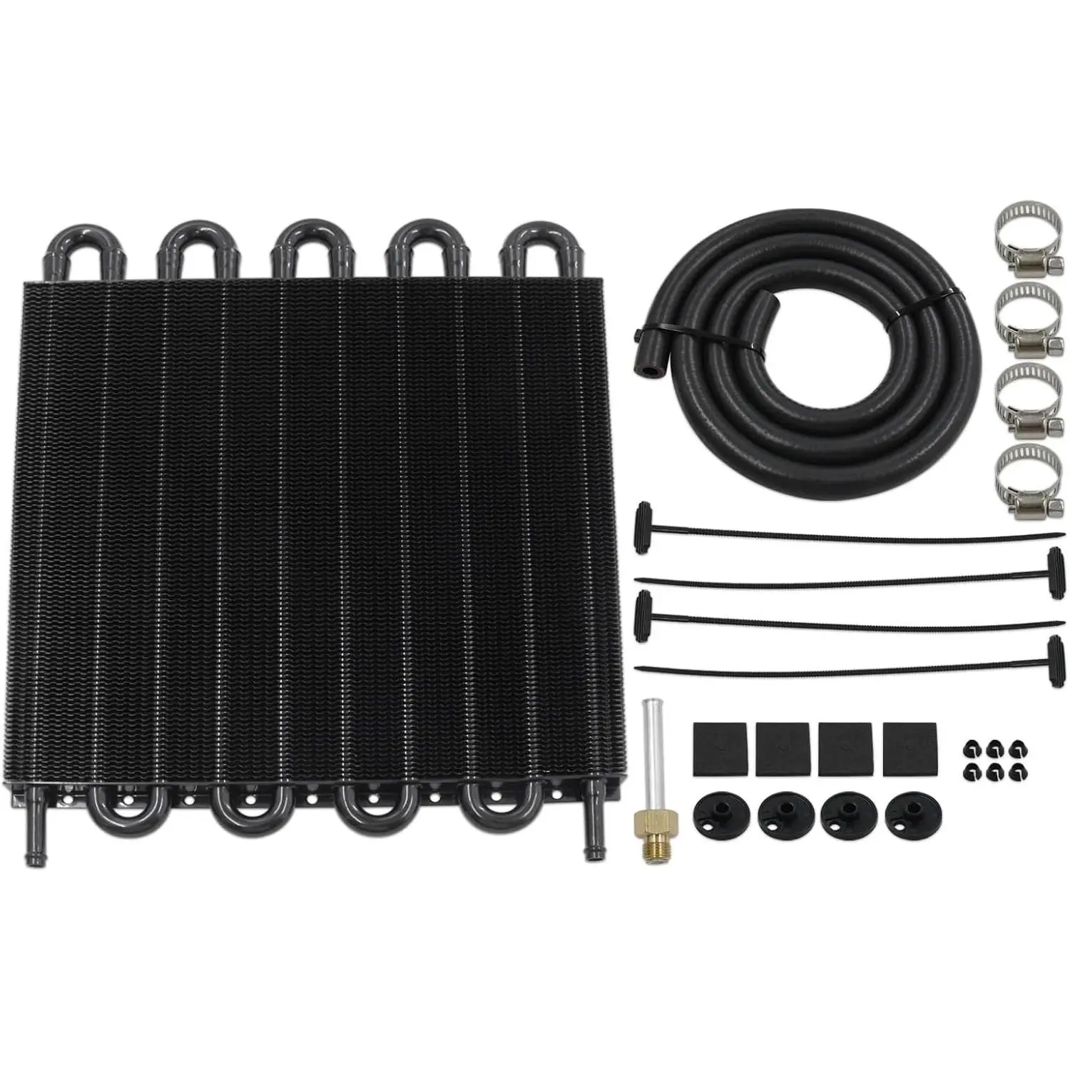Transmission Oil Cooler Kit Aluminium alloy Tube and Fin Oil Cooler Kit (Black, 10 Pass)