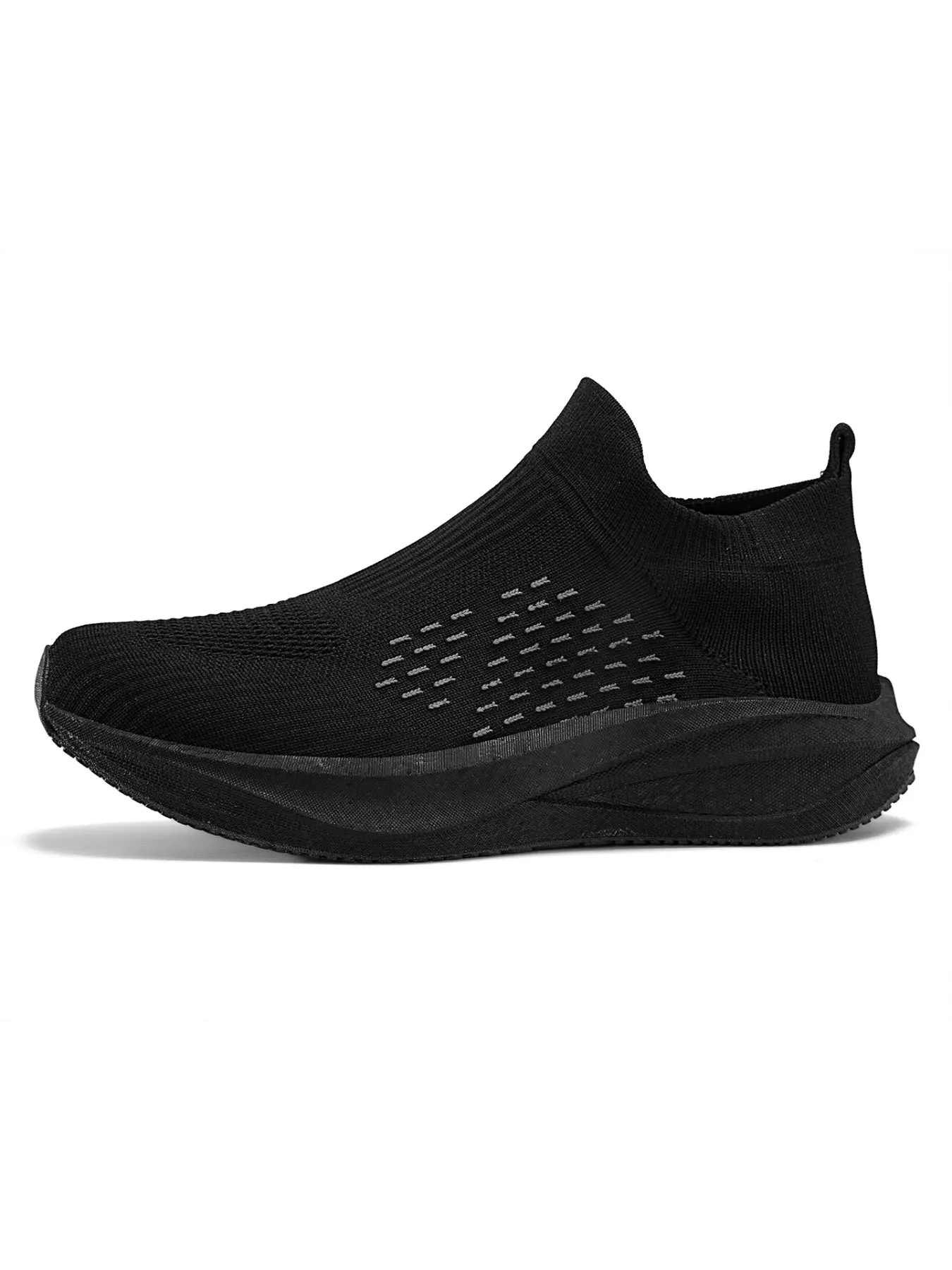 Men's Slip-On Flyknit Running Sneakers, Knitted Running Shoes, Fashionable Casual Shoes, Breathable Mesh, Thick Sole, Lightweight, All-Season Comfort