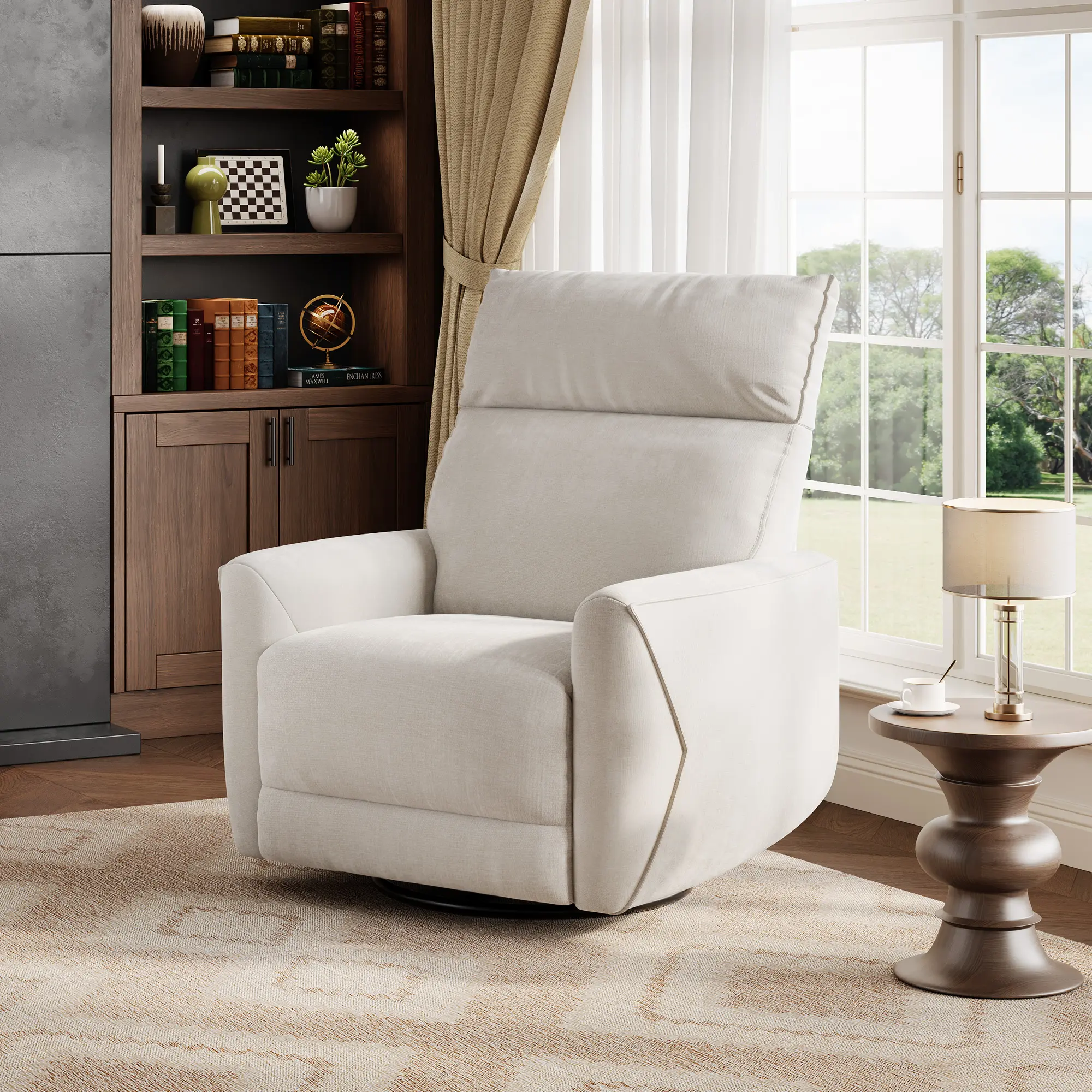 Power Swivel Rocker Recliner Chair Electric Glider Lounge Chair with USB Charging Port Soft Chenille Upholstered Nursery Recliner Armchair for Living Room Bedroom