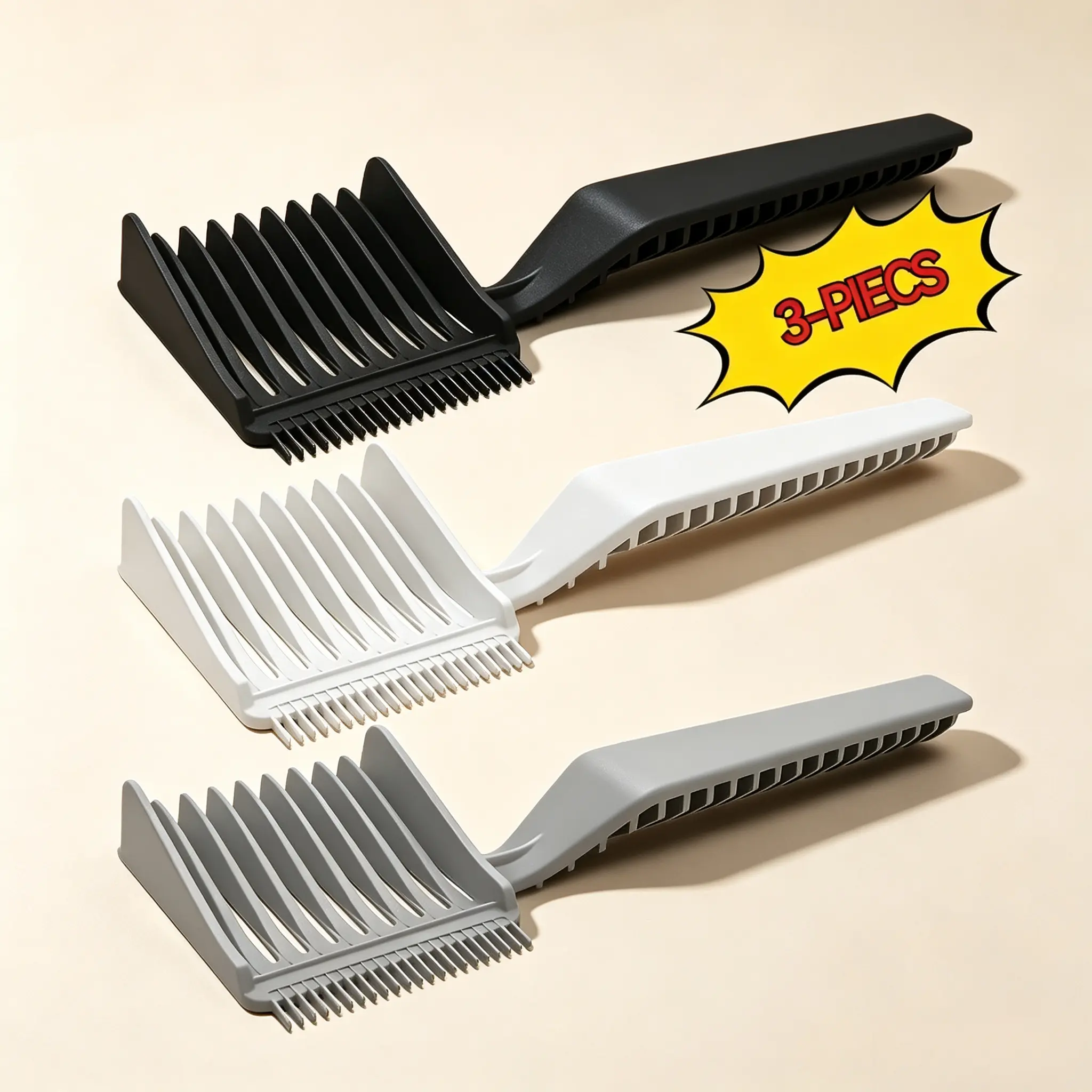 3PCSCurved Limit Fade Barber Comb, Ergonomic Anti-slip Handle, Create Clean Gradient Layers, Trim Sideburn & Nape Contour Salon Styling Position Comb, Barber Use Tools