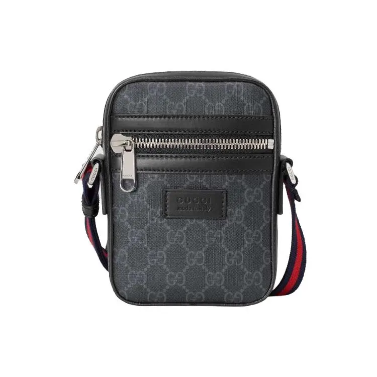 Gucci Monogram Canvas and Leather Messenger Bag for Men – Streetwear Style in Black and Gray