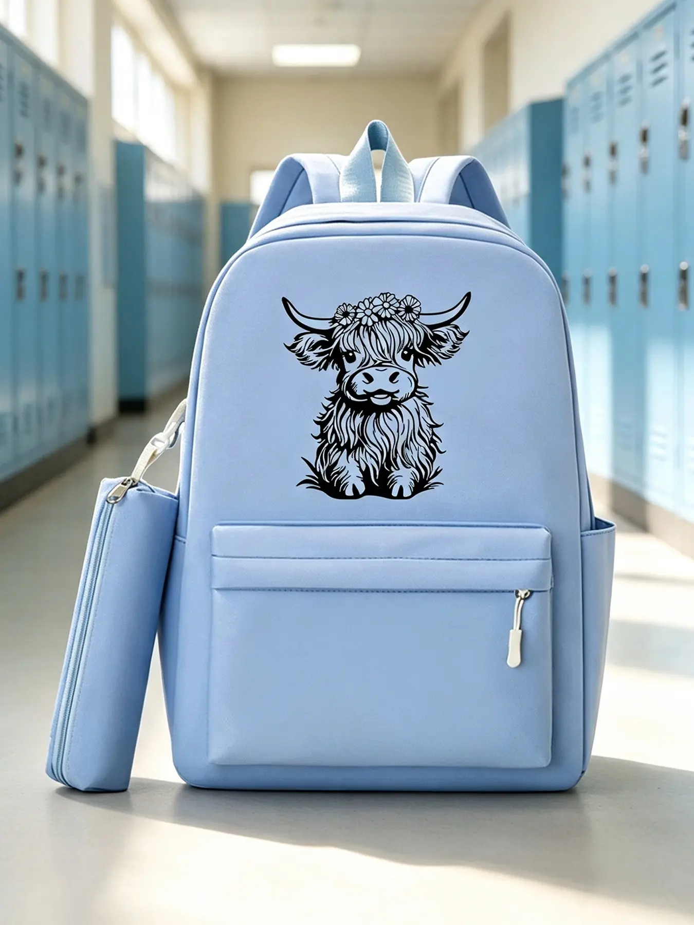 Highland Cow Pattern Fashion Backpack, Large Capacity Adjustable Straps, Lightweight Casual Student Travel Bag, Daily Use, Commute