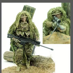 12 Inch Sniper Model with Multiple Accessories, Collectible 1/6 Scale Action Figure, Articulated Military Toy for Holidays