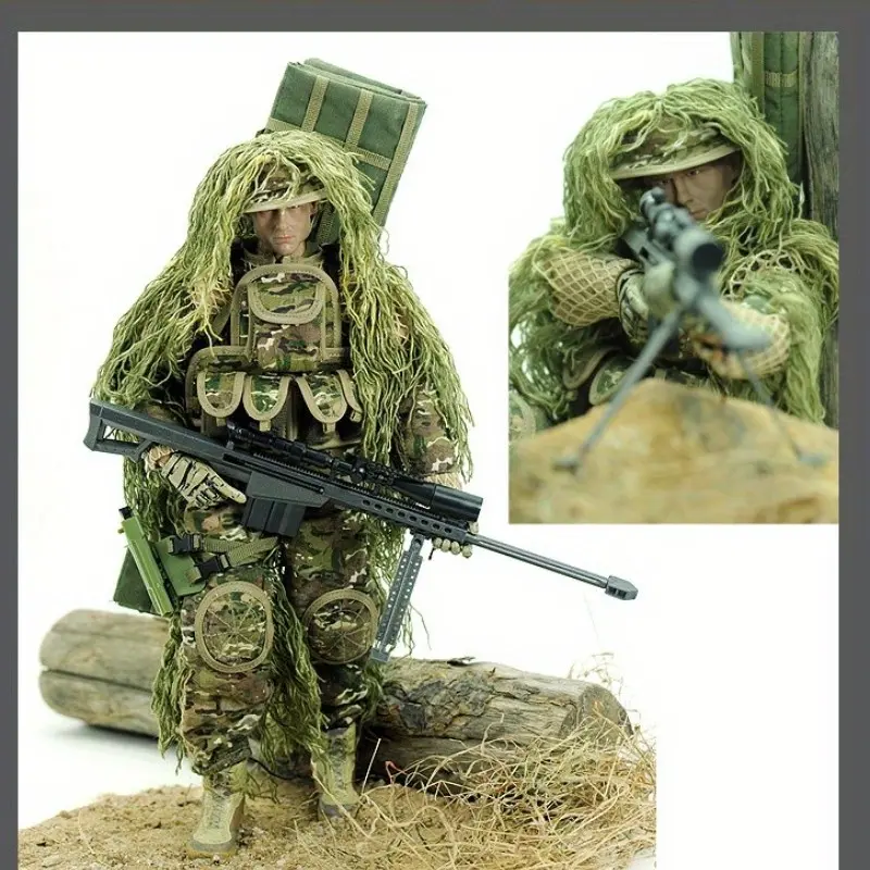 12 Inch Sniper Model with Multiple Accessories, Collectible 1/6 Scale Action Figure, Articulated Military Toy for Holidays, Figurines for Collectors
