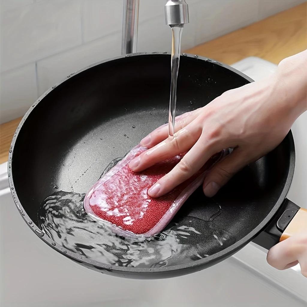 3pcs Non-Stick Bamboo Fiber Sponge Dish Cloth, Multi-Functional Kitchen Scrubbing Pads, Double-Sided Cleaning Mats for Home Use