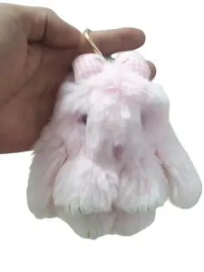 Cute Fluffy Dead Rabbit Doll Keychain, Cute Keychain Accessory, Keychain Charm, Faux Rex Rabbit Hair Bow Bunny Pendant, INS Trendy Bag Ornament Accessories for Girls