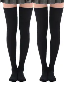 Women's Thigh High Socks - Over The Knee, Cable Knit Warm Boot Socks, Stretchy Cotton Blend Long Sock for Women, Fit