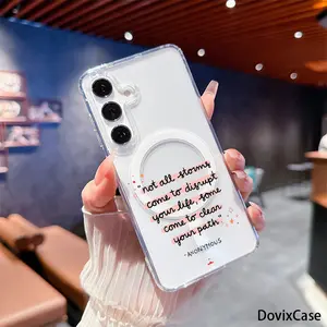 Inspiring Quote with Glowing Stars for Path Clarity HD Clear Shockproof Transparent Acrylic Magnetic Printed Phone Case for Samsung Galaxy S26 S25 S24 S23 S22 S21 S20 Fe Plus Ultra Edge S10E A57 A56 A55 A54 A37 A36 A35 A34 A26 A25 A24 A23 A17 A16 A15 A14