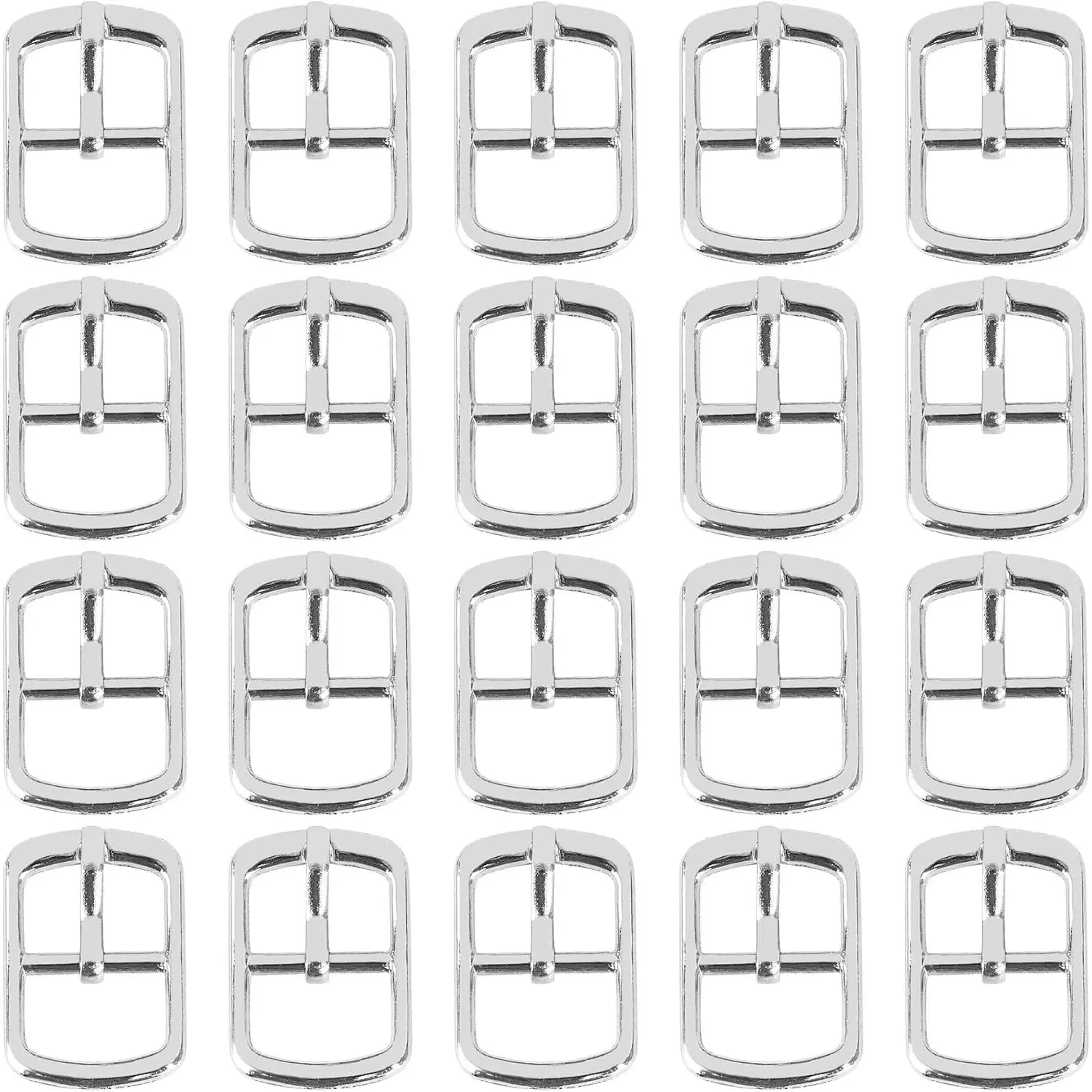 , 20 Pack Metal Single Prong Pin Shoes Buckles Roller Buckle Hardware Pin Buckle for Shoes Bag Leather Belt