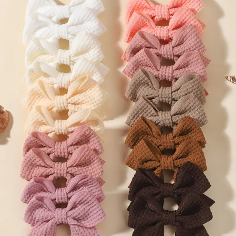 20 Pcs Soft Cotton Bow Hair Clips, Cute Baby Girl Accessories, Colorblock Design, Elegant Hairbands, Fun Kids Fashion Items, Hair Accessory