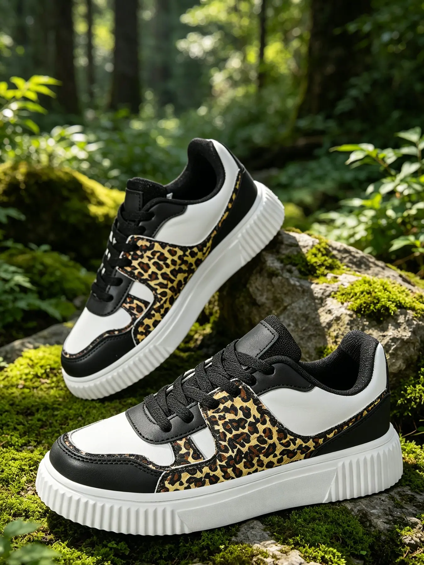 Tiktok Trendy Leopard Print Shoes, Comfortable Lightweight Flat Sneakers for Women, Stylish Sporty Footwear, Perfect for Daily Wear