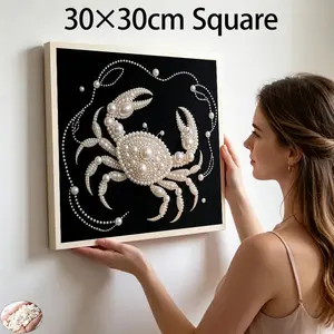 Ocean Theme DIY Pearl Diamond Painting Kit, 30x30cm Crab Art, Modern Luxury Home Decor, Includes Tools, Stress Relief Gift, Holiday Present   Unframed Pearl Diamond Painting